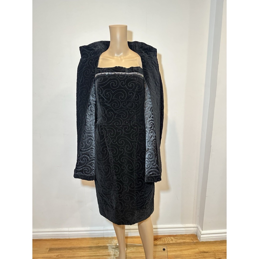 Fendi Evening Dress Black Jacket Set Vintage 70s Rhinestones Italian Designer